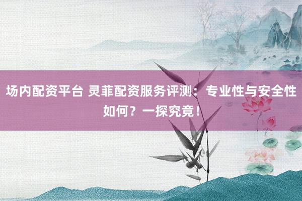 场内配资平台 灵菲配资服务评测：专业性与安全性如何？一探究竟！
