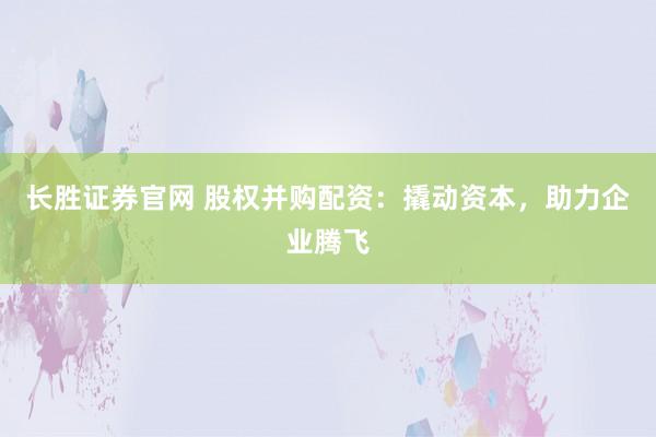 长胜证券官网 股权并购配资:撬动资本,助力企业腾飞