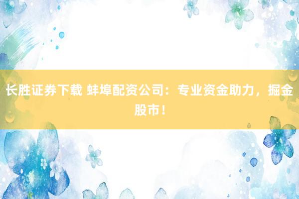 长胜证券下载 蚌埠配资公司:专业资金助力,掘金股市!