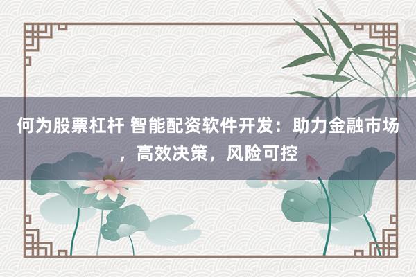 何为股票杠杆 智能配资软件开发:助力金融市场,高效决策,风险可控