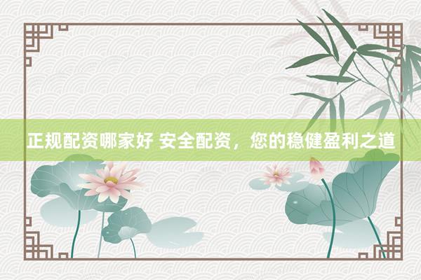 正规配资哪家好 安全配资，您的稳健盈利之道