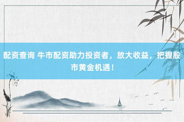 配资查询 牛市配资助力投资者，放大收益，把握股市黄金机遇！