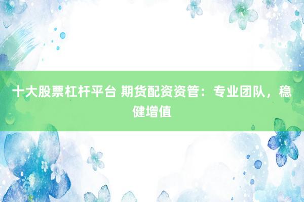 十大股票杠杆平台 期货配资资管：专业团队，稳健增值