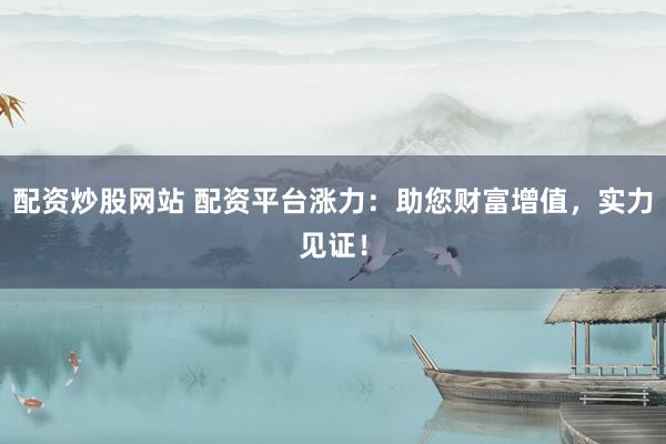 配资炒股网站 配资平台涨力：助您财富增值，实力见证！